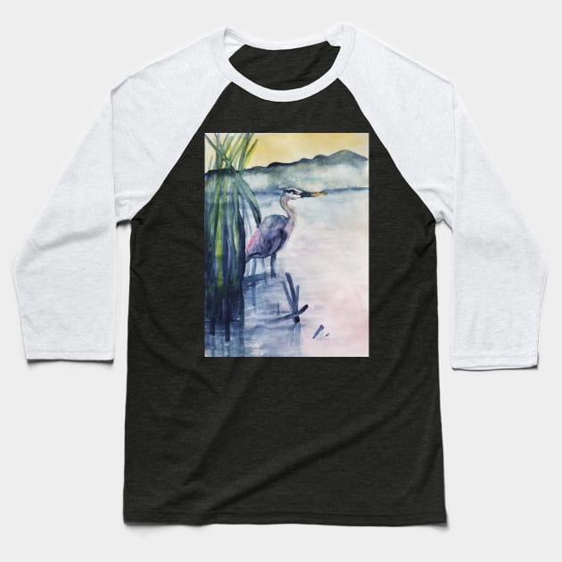 Blue heron Baseball T-Shirt by teenamarie23art